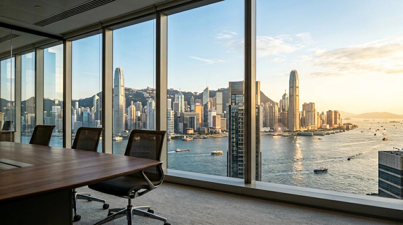 Meeting room overlooking Hong Kong's Victoria Harbour